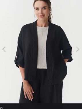 NWT MAGIC LINEN KIMONO Cardigan JACKET BANOS IN BLACK